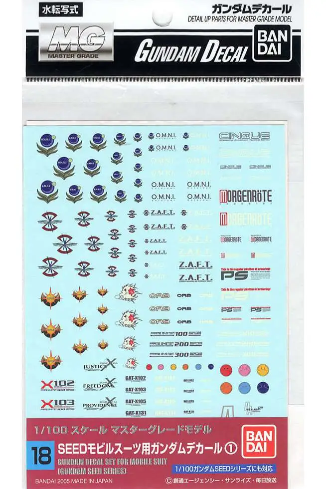 Maquette Gundam decal mg multi seed